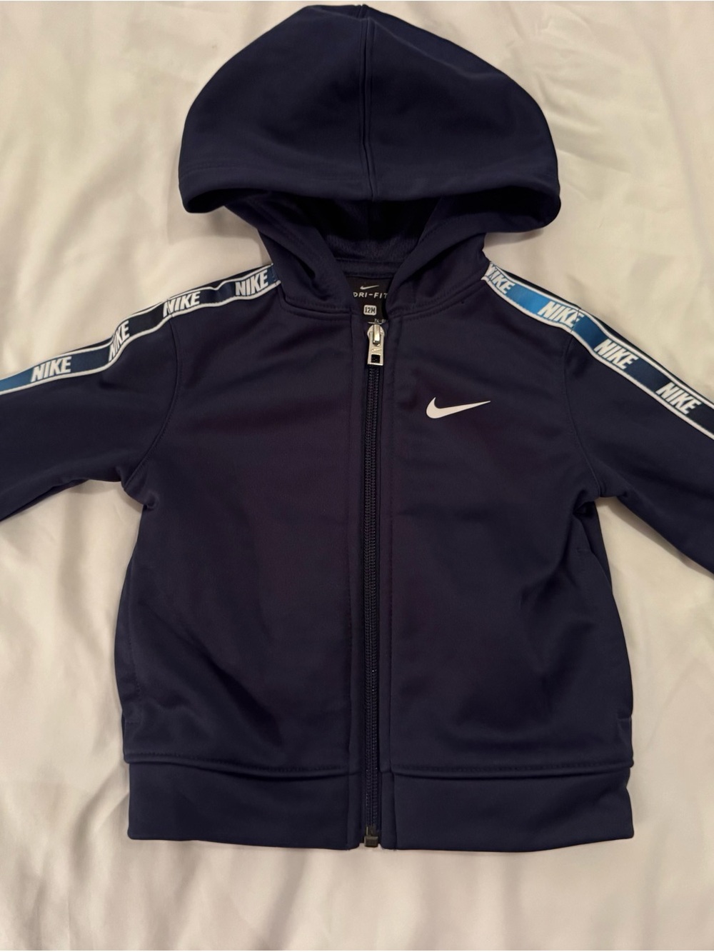 Nike Navy Blue Baby Hooded Zip Jacket with Logo Tape